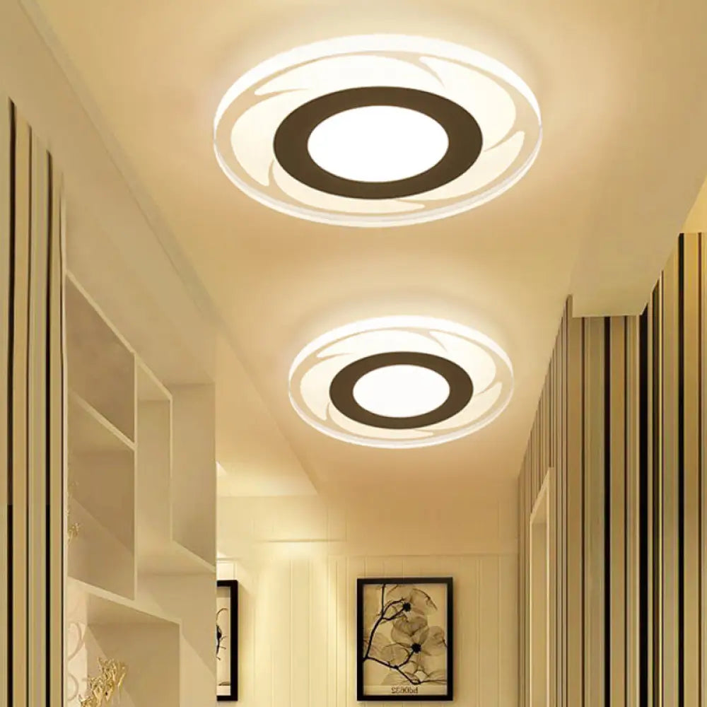 Sleek Led Ceiling Light With Acrylic Shade For Narrow Spaces White / A