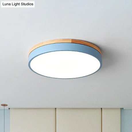 Sleek Led Circle Flush Mount Bedroom Lighting With Acrylic Shade Blue / 12