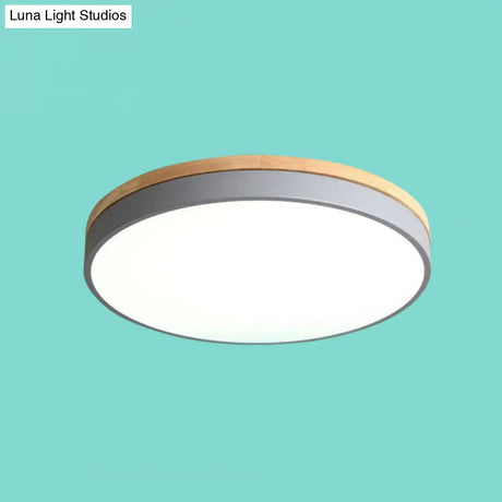 Sleek Led Circle Flush Mount Bedroom Lighting With Acrylic Shade Grey / 12