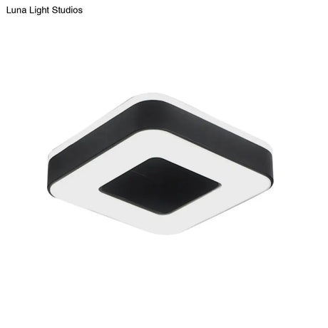 Sleek Led Corridor Ceiling Light With Simple Black/White Flush Mount & Small Square/Round Acrylic