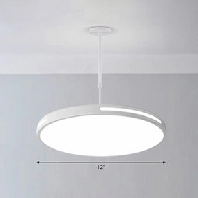 Sleek Led Pendant Chandelier - Circular Acrylic Meeting Room Light Fixture White / 12’