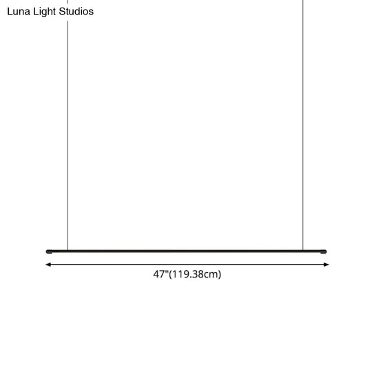 Sleek Led Pendant Lamp For Kitchen Bar Island - Minimalist Thin Rod Design Metal Construction Black