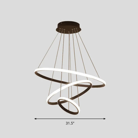 Sleek Led Pendant Light: Modern Acrylic Loop Chandelier For Living Room Black / 31.5’