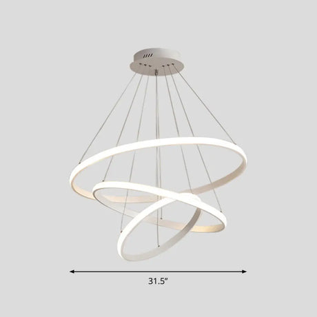 Sleek Led Pendant Light: Modern Acrylic Loop Chandelier For Living Room White / 31.5’