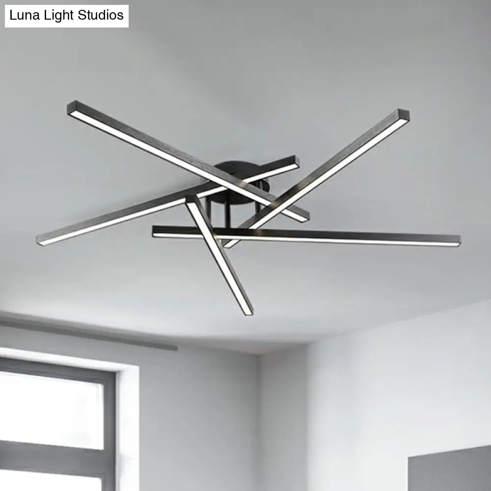 Sleek Led Semi Flush Mount Ceiling Light Fixture For Living Room Minimalist Metal Design
