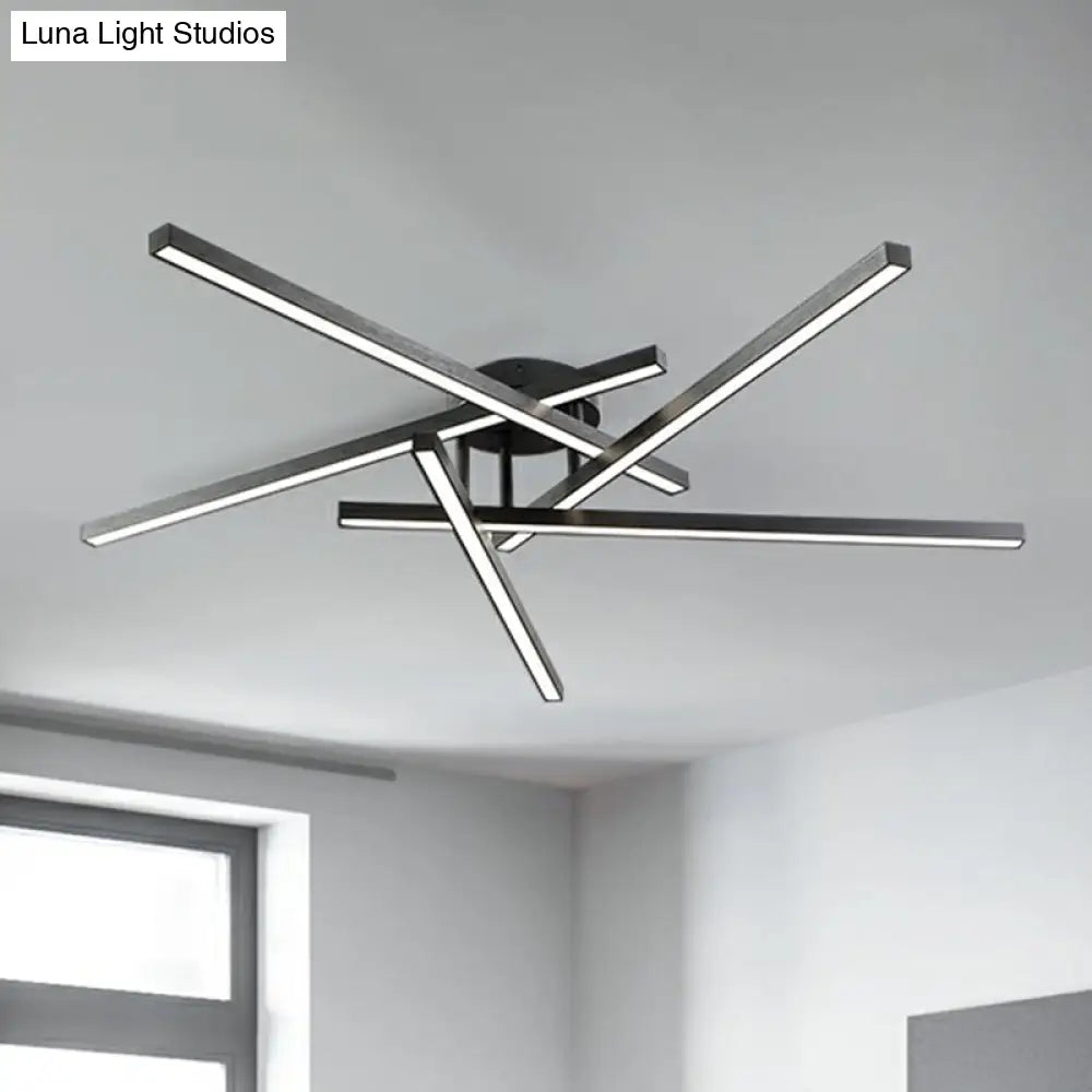 Sleek Led Semi Flush Mount Ceiling Light Fixture For Living Room Minimalist Metal Design