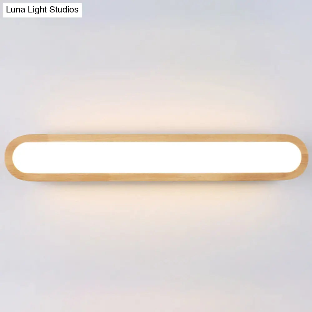 Sleek Led Wall Sconce With Acrylic Diffuser - Ideal For Hallways Wood / 25.5