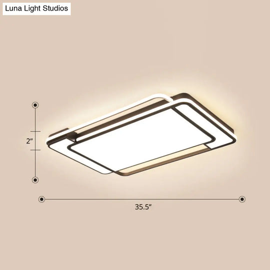 Sleek Living Room Illumination: Black Acrylic Led Rectangular Flush Mount Ceiling Lamp / 35.5 Third