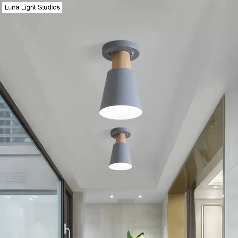 Sleek Macaron Conic Semi Flushmount Light - Grey/Pink/Yellow/Green