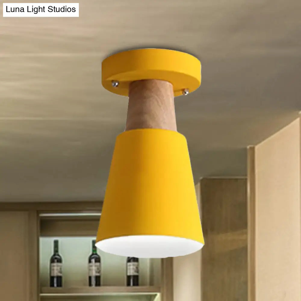 Sleek Macaron Conic Semi Flushmount Light - Grey/Pink/Yellow/Green