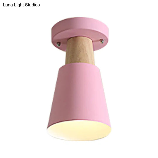 Sleek Macaron Conic Semi Flushmount Light - Grey/Pink/Yellow/Green