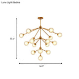 Sleek Metal Chandelier With Clear Glass Shades - Modern Sputnik Style Lighting For Bedroom
