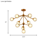 Sleek Metal Chandelier With Clear Glass Shades - Modern Sputnik Style Lighting For Bedroom