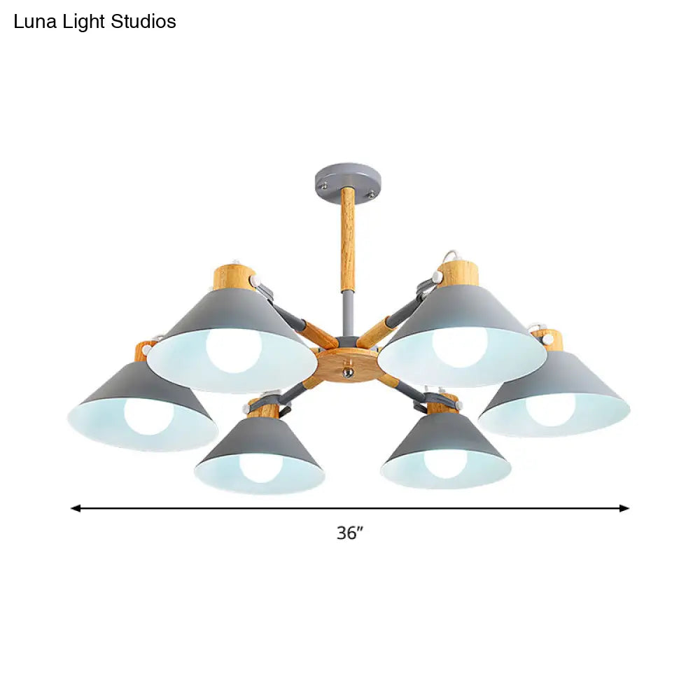Sleek Metal Cone Hanging Pendant Lights - 6 Simple Style Ideal For Dining Room