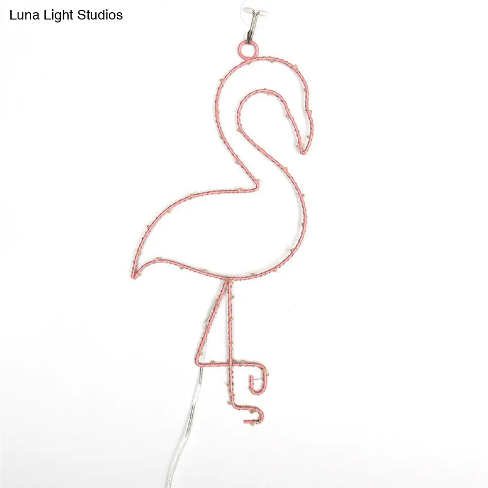 Sleek Metal Flamingo Wall Light With Battery-Operated Led For Simplicity And Style