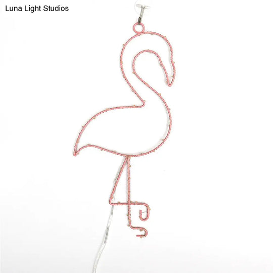 Sleek Metal Flamingo Wall Light With Battery-Operated Led For Simplicity And Style