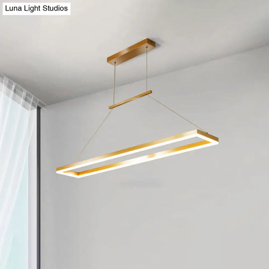 Sleek Metal Island Ceiling Led Pendant Light For Dining Room - Simplicity And Style Gold / 35.5
