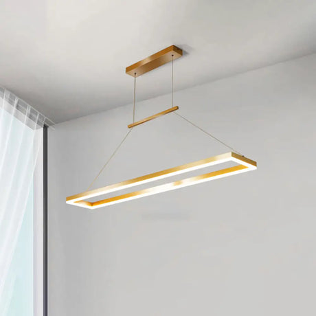 Sleek Metal Island Ceiling Led Pendant Light For Dining Room - Simplicity And Style Gold / 35.5