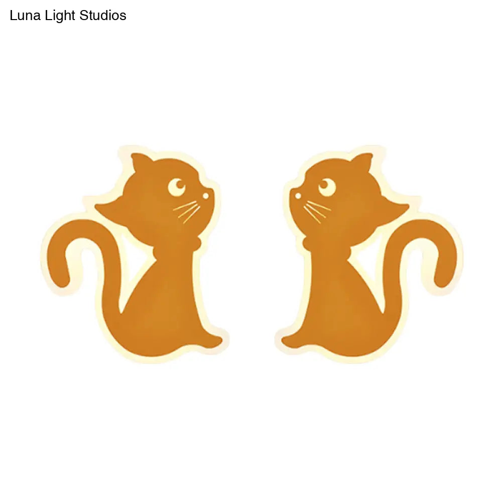 Sleek Metal Kitten Wall Light - Vibrant Macaron Colors For Bedroom Or Kindergarten