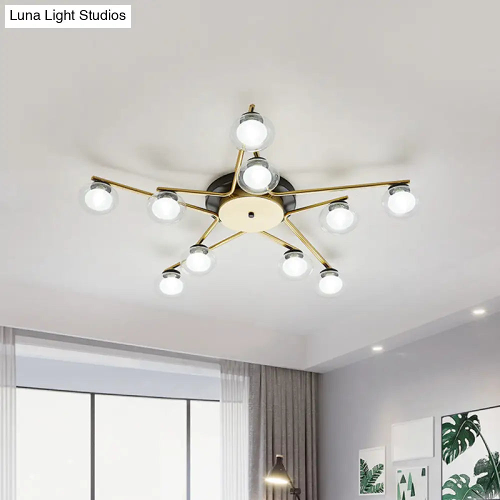 Sleek Metal Semi Flush Mount Ceiling Lamp With Multi - Head And Oval Shade - Stylish Lighting For
