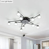 Sleek Metal Semi Flush Mount Ceiling Lamp With Multi - Head And Oval Shade - Stylish Lighting For