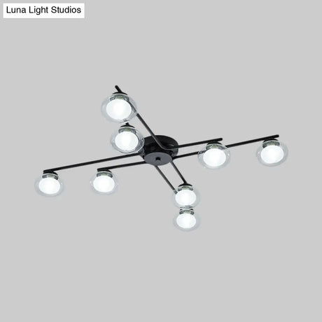 Sleek Metal Semi Flush Mount Ceiling Lamp With Multi - Head And Oval Shade - Stylish Lighting For