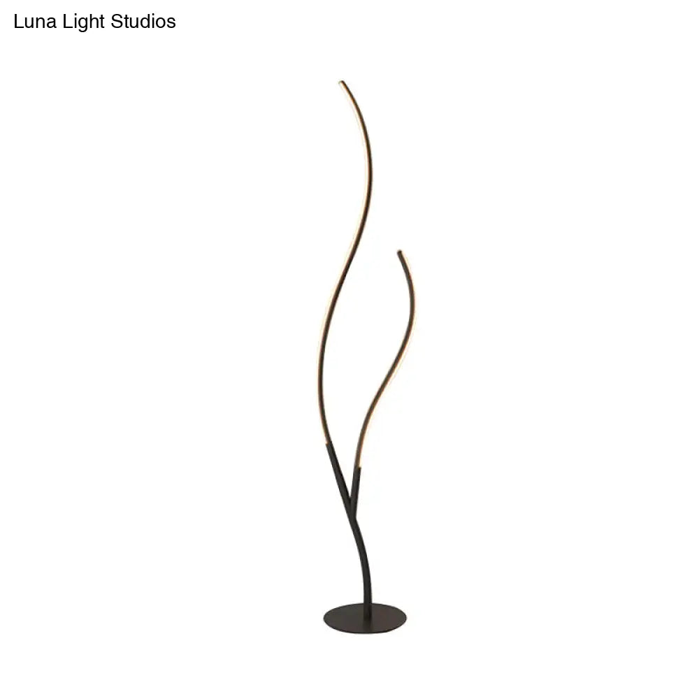 Sleek Metallic Branch Floor Reading Lamp - Modern Led Standing Light For Study Room