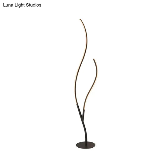 Sleek Metallic Branch Floor Reading Lamp - Modern Led Standing Light For Study Room
