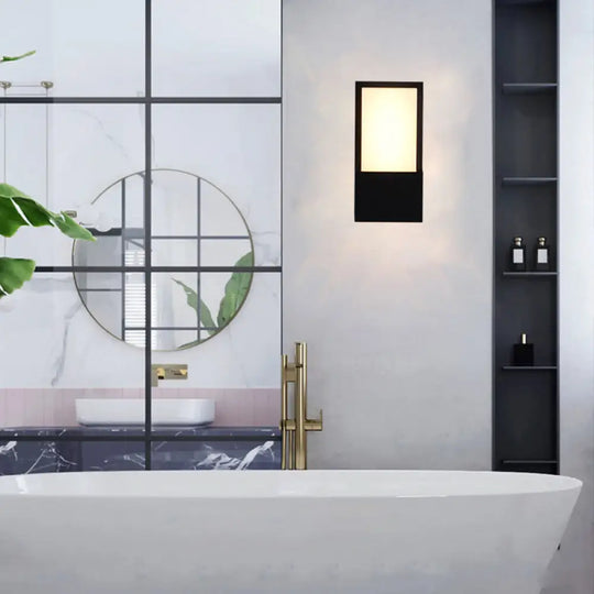 Sleek Metallic Led Wall Sconce Light For Courtyard: Simplicity At Its Best Black / Warm A