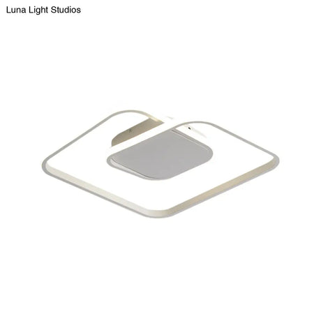 Sleek Metallic Square Led Ceiling Flush Mount Light In Black/White/Gold Shades With Warm/White/3