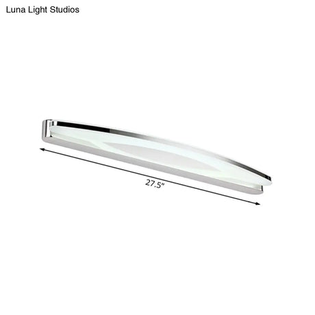 Sleek Modern Metal Vanity Lighting: Oval Shade Led Wall Light Sconce In Chrome 15/21 Dia Warm/White