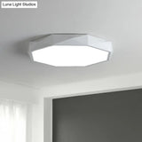Sleek Octagonal Metallic Led Flush Mount Ceiling Light - Modern Minimalist Design For Your Bedroom