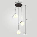 Sleek Opal Glass Globe Spiral Stairwell Pendant Light 3 / Black