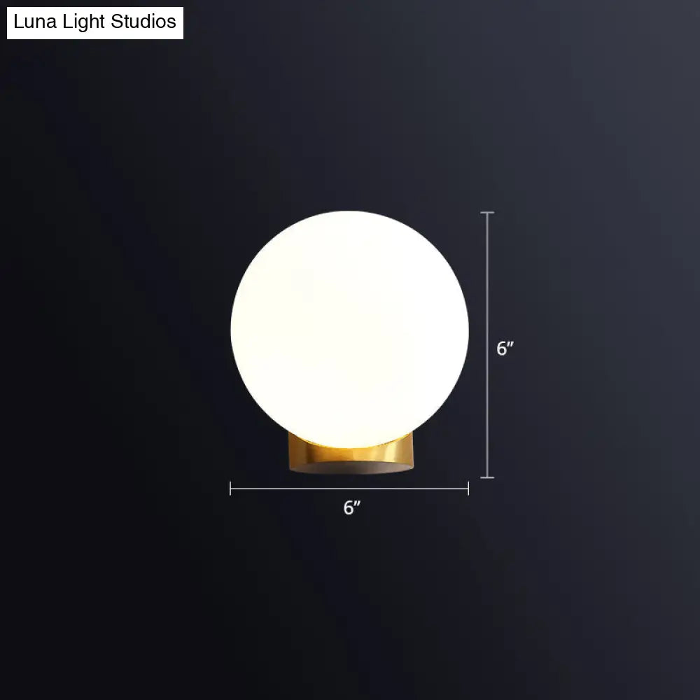 Sleek Opal Glass Wall Mount Lamp - Brass Bedside Sconce Light (1 Bulb)