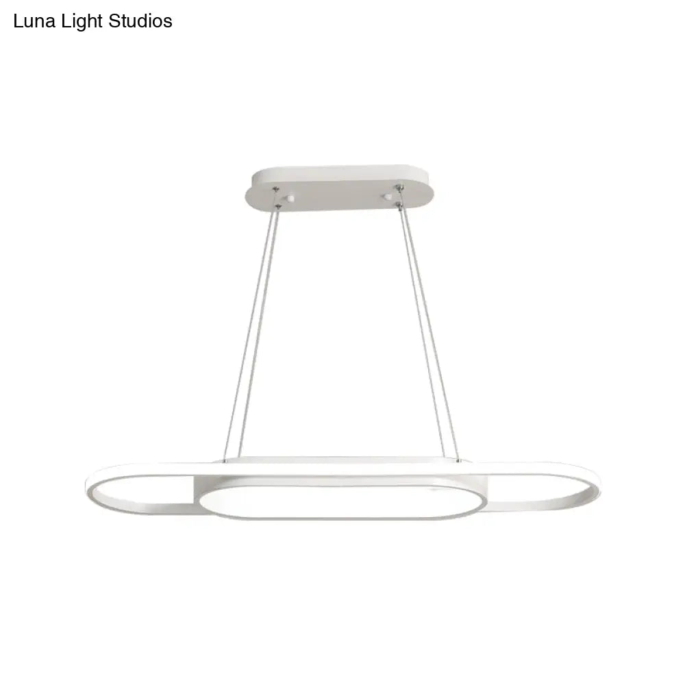 Sleek Oval Acrylic Chandelier Light – Simple Style In Black Or White With Led Choose Warm Natural
