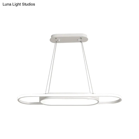 Sleek Oval Acrylic Chandelier Light – Simple Style In Black Or White With Led Choose Warm Natural