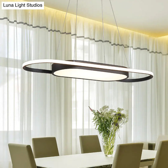 Sleek Oval Acrylic Chandelier Light – Simple Style In Black Or White With Led Choose Warm Natural