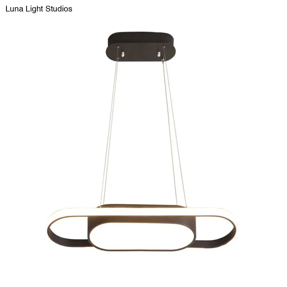 Sleek Oval Acrylic Chandelier With Led Pendant Light In Black/White Warm/White/Natural Options