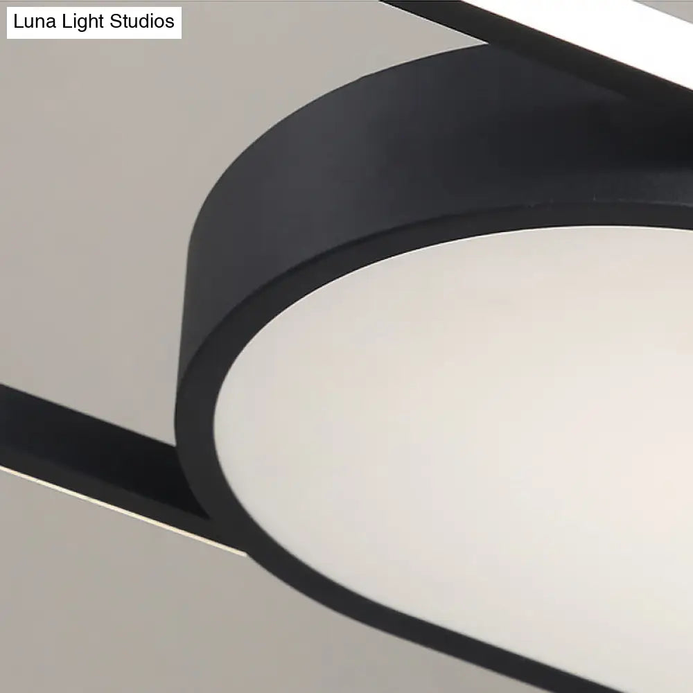 Sleek Oval Acrylic Chandelier Light – Simple Style In Black Or White With Led Choose Warm Natural