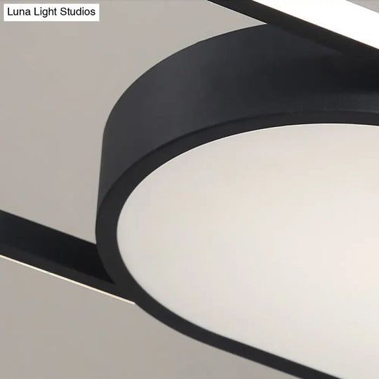 Sleek Oval Acrylic Chandelier Light – Simple Style In Black Or White With Led Choose Warm Natural