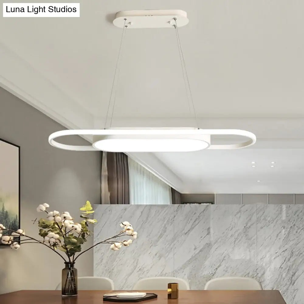 Sleek Oval Acrylic Chandelier With Led Pendant Light In Black/White Warm/White/Natural Options White