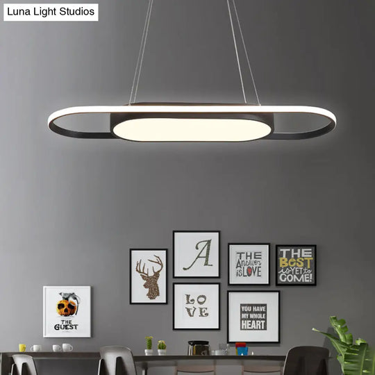 Sleek Oval Acrylic Chandelier With Led Pendant Light In Black/White Warm/White/Natural Options Black