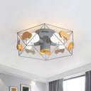 Sleek Pentagon Frame Semi-Mount Metal Lighting Macaron In Grey/Green/Pink Finish – 5 Bulbs