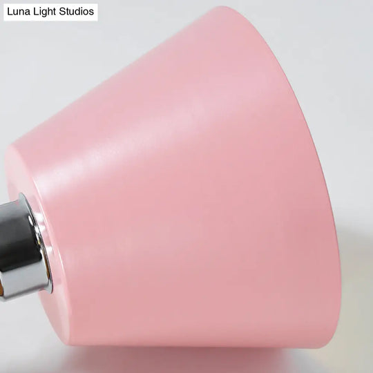 Sleek Pink/Gray Cone Semi Flush Mount Lighting For Modernist Balcony - Metal 1 Light