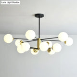 Sleek Postmodern Black-Gold Pendant Light For Living Rooms With Glass Sputnik Design