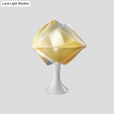 Sleek Purple/Yellow Roll Nightstand Light With Simple Style - 1 Bulb Iron Night Table Lighting &