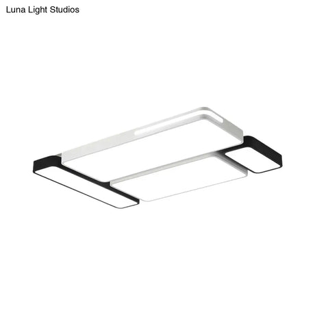 Sleek Rectangular Led Ceiling Light - Acrylic Slim Design In Black/White Ideal For Study Room