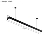 Sleek Rectangular Led Hanging Light - Minimal Silver/Black/White 23.5’/35.5’/47’ Long 5’/8’/12’ Wide