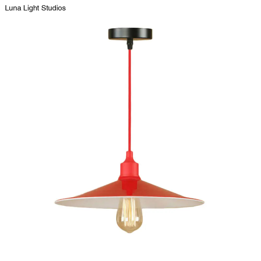 Red Metal Saucer Suspension Pendant Light For Living Room - 1/3-Head Swag Lighting Fixture