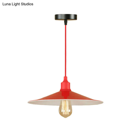 Red Metal Saucer Suspension Pendant Light For Living Room - 1/3-Head Swag Lighting Fixture